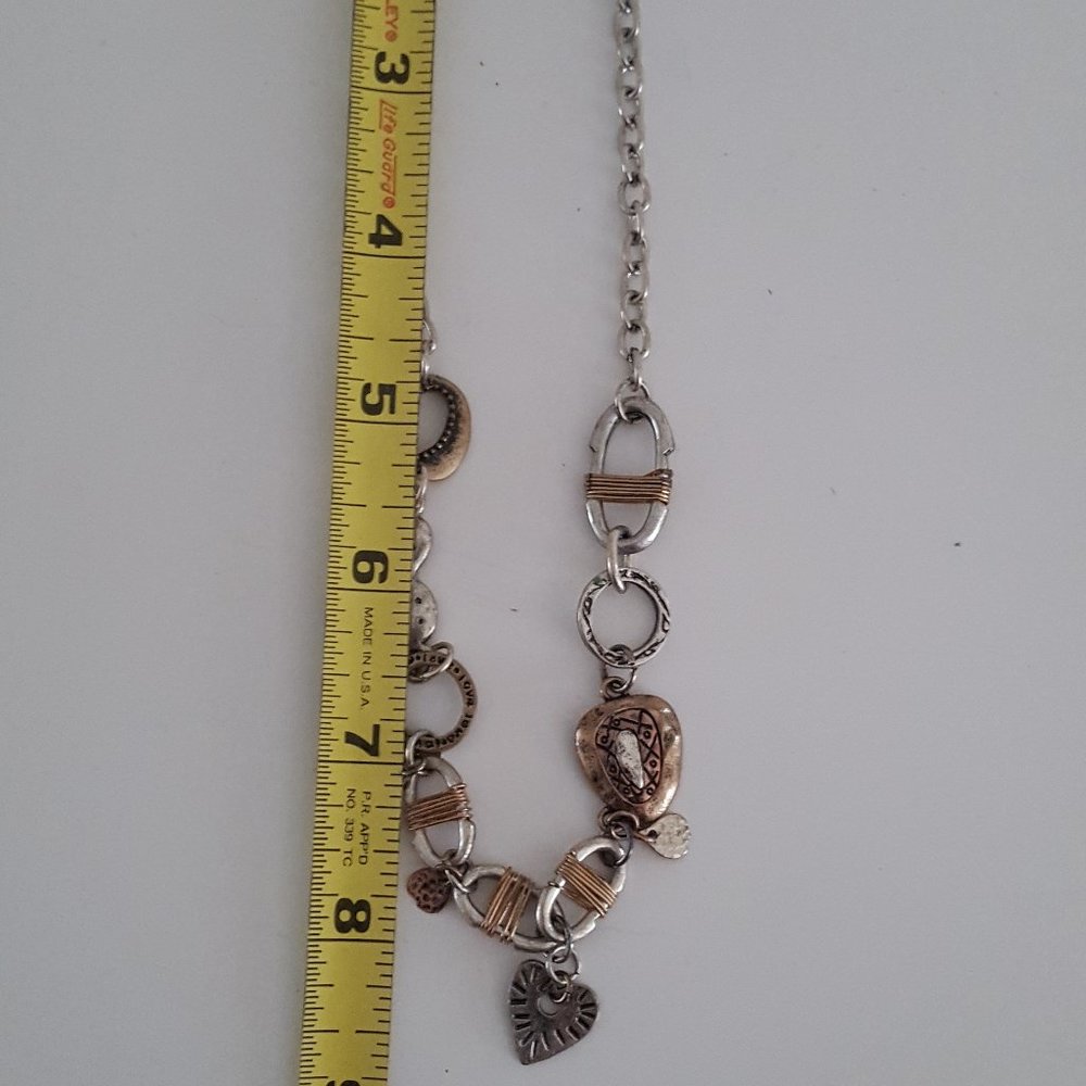 Multi-Tone Metal Necklace 16" Silver-Tone Chain Hearts/Love Valentines D… - Picture 5 of 5